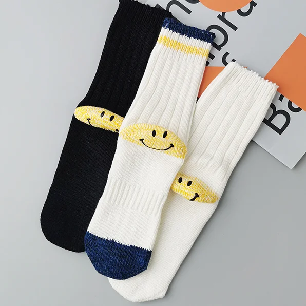 KAPITAL Socks Men's Women's Fashion Smiley Face Knitted Middle Tube Socks