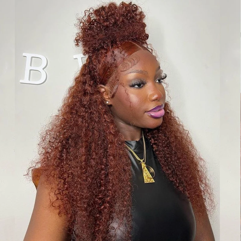 360 Full HD Lace Frontal Wigs Reddish Brown Deep Wave Human Hair Wigs Copper Red HD Transparent 13x4 Deep Wave Lace Frontal Wigs