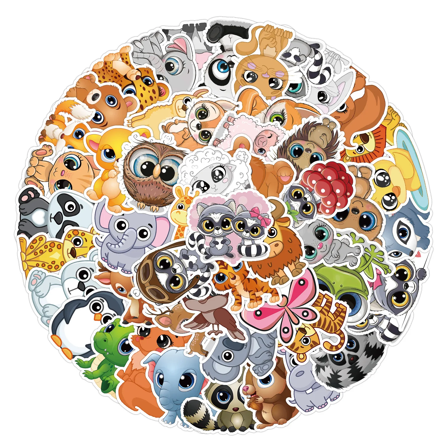 

50pcs Cute Big Eyes Small Animals Kids DIY Graffiti Waterproof Stickers