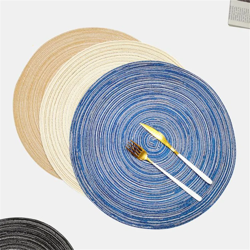 

Nordic Simple Cotton Coaster Ramie Woven Placemats Stain Resistant Meal Mat Non-slip Table Pad Kitchen Decoration Accessories