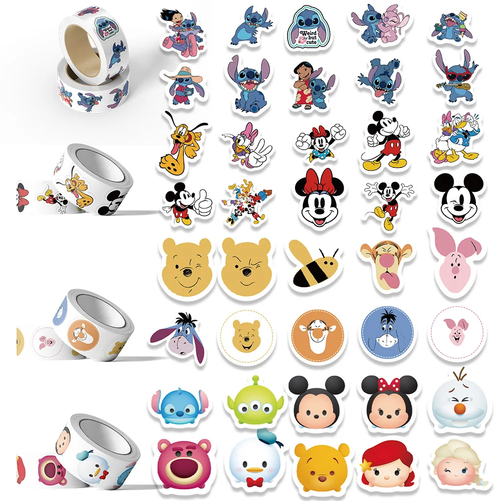 500 шт./рулон Disney Mix мультфильм милый стежок Микки принцесса наклейки автомобиль