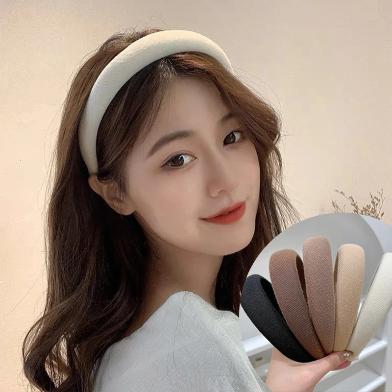 

Fashion Women's Hair Hoop Hairband Solid Plush Headband Wide Padded Headwear for Girls Chic Hair Band Headwear Hair Accessories
