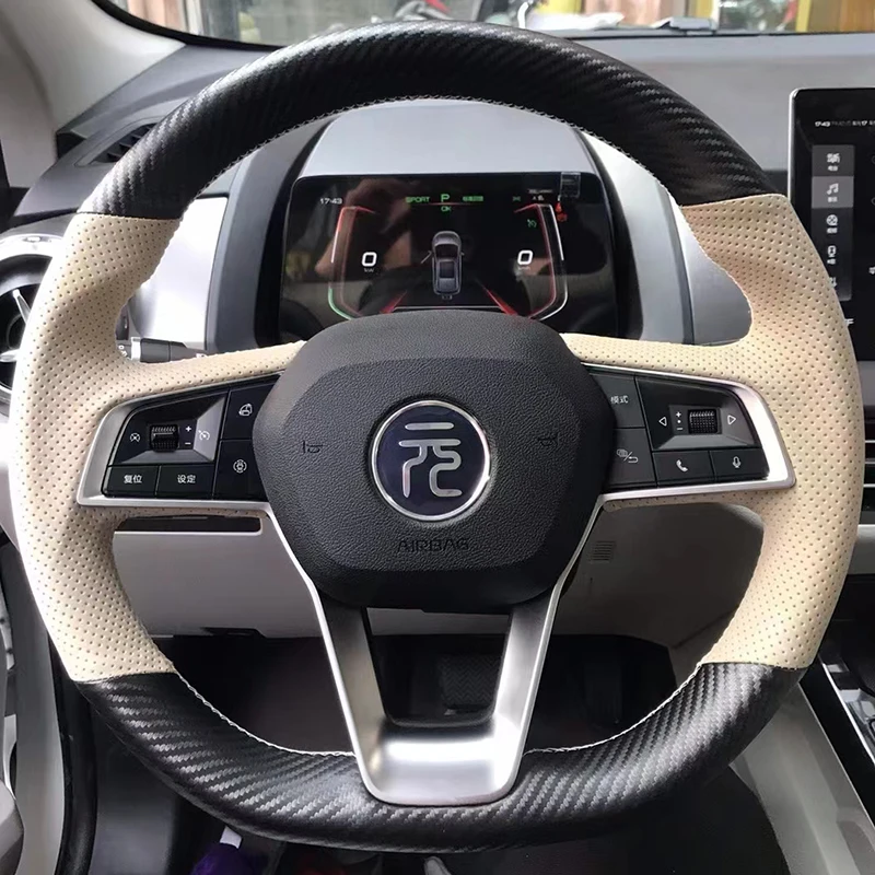 

Нескользящий кожаный чехол на руль из углеродного волокна для BYD SONG Plus Dmi QIN Pro Max YUAN TANG HAN EV 2015-2023