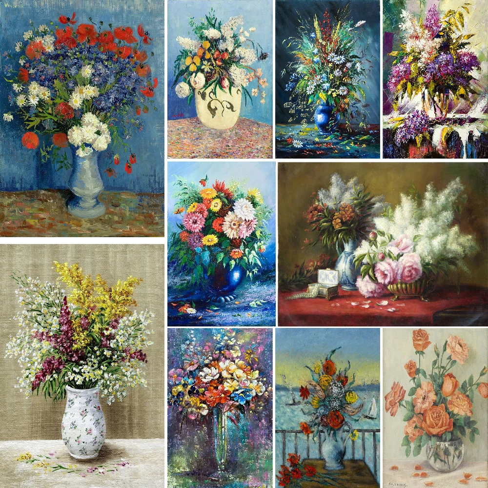 

Ваза с цветочным принтом 11CT, Набор для вышивки крестиком, нитки DMC ручной работы, шитье, хобби, домашний декор, разные Декорации для комнаты