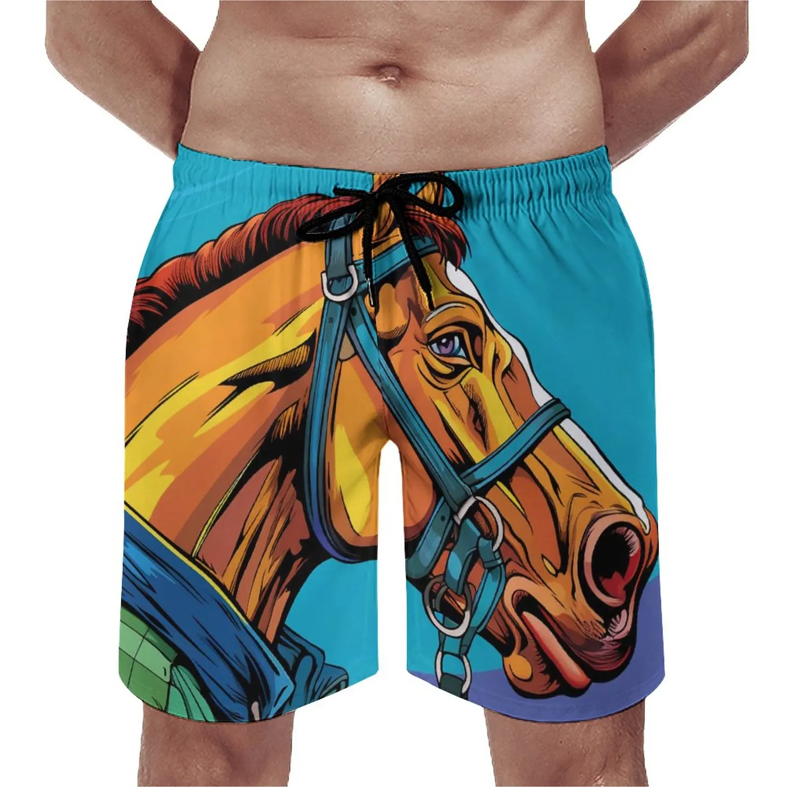 

Summer Board Shorts Horse Sports Comic Character Custom Beach Short Pants Casual Quick Dry Swimming Trunks Big Size