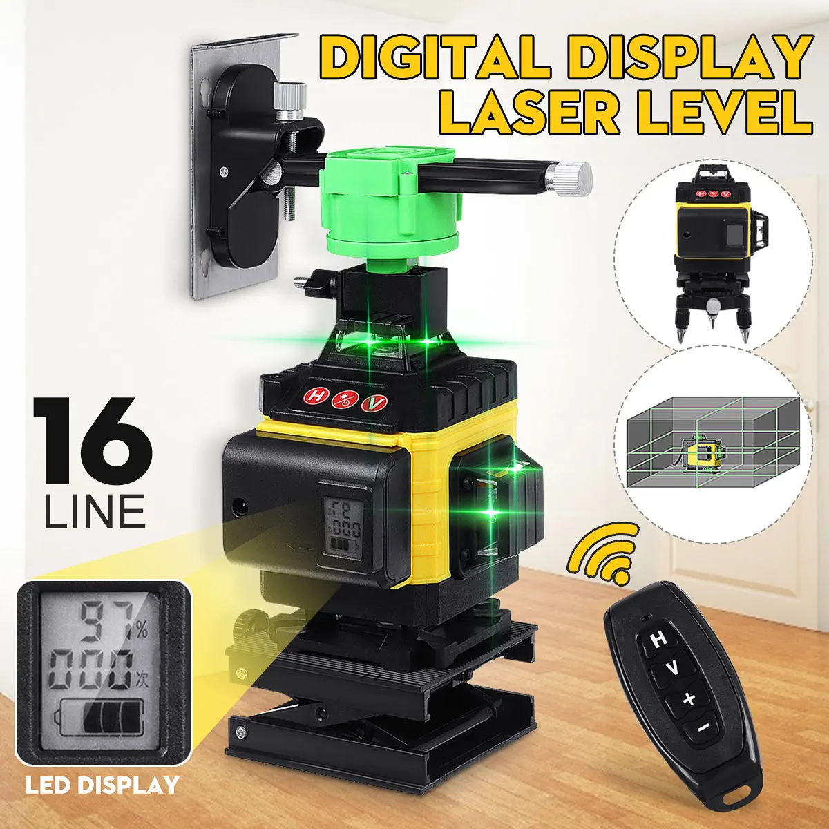 FASGet 16 Lines 4D Laser Level Self-Leveling 360 Horizontal And Vertical Cross Super Powerful Green Laser Beam Line Laser Level