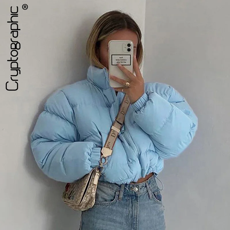 

Cryptographic Fashion Fall Winter Down Coat Puffer Jacket and Coats Women Christmas Bubble Cropped Outerwear Warm Clothing