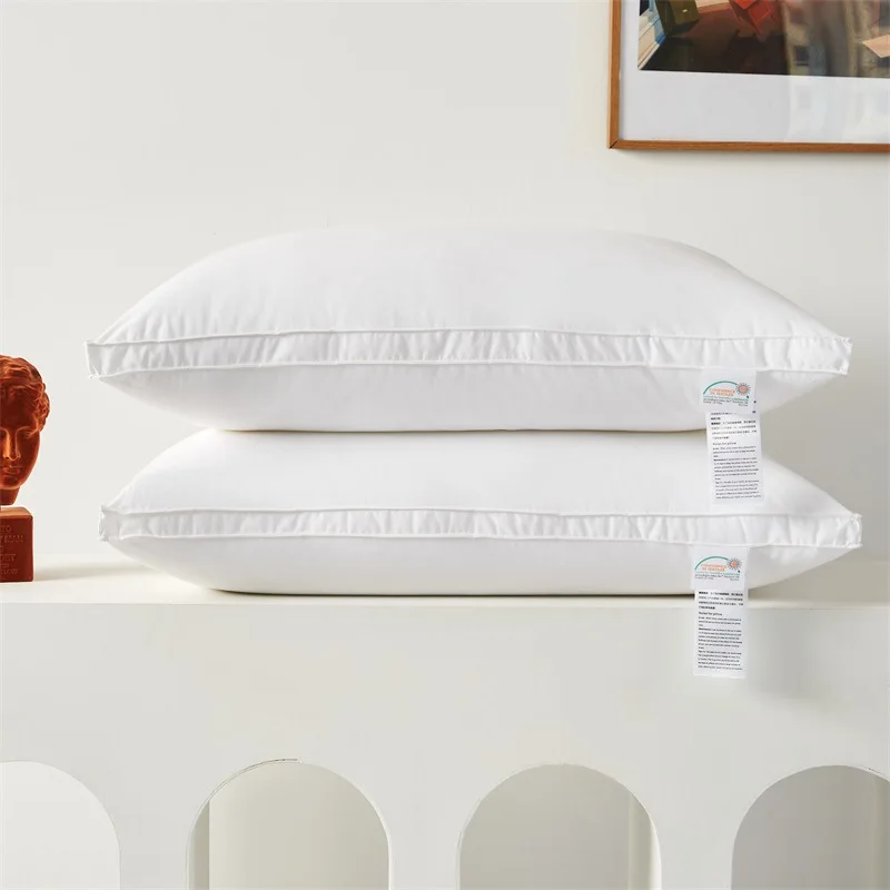 

100% Cotton Pillow Bedroom Bed Sleep Cervical Pillow Home Sleeping White Neck pillows Hilton Five-star hotel pillow core 48*74cm