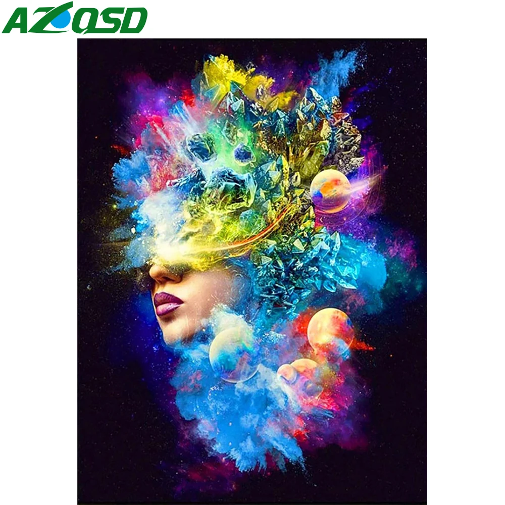 

AZQSD 5D DIY Алмазная картина Женская Цветная Мозаика Стразы Алмазная вышивка, портрет домашний декор наборы крестиков
