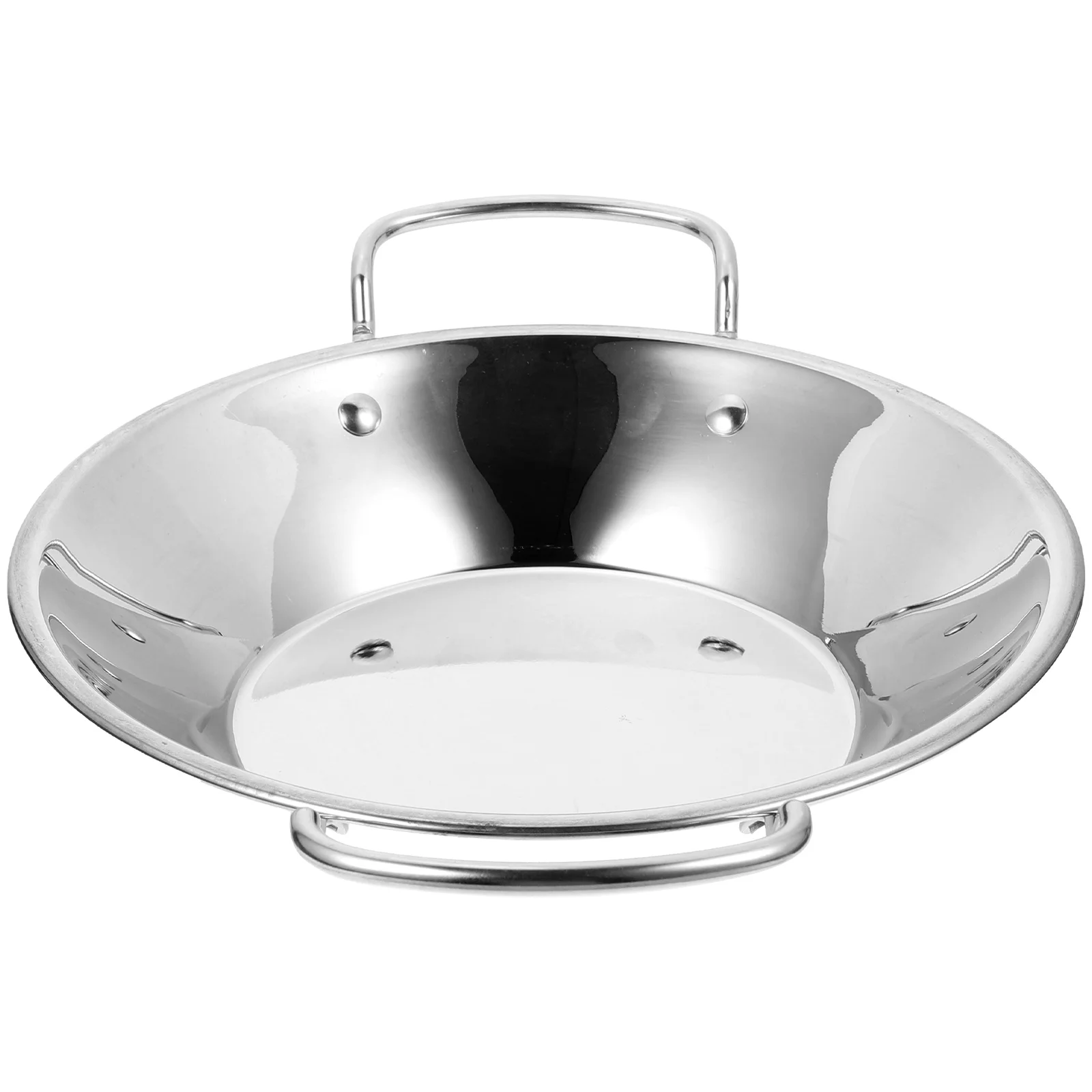 

Kitchen Stainless Steel Pan Reusable Double Handle Food Wok Metal Wok Home Accessory for Cooking Home Kitchen Daily
