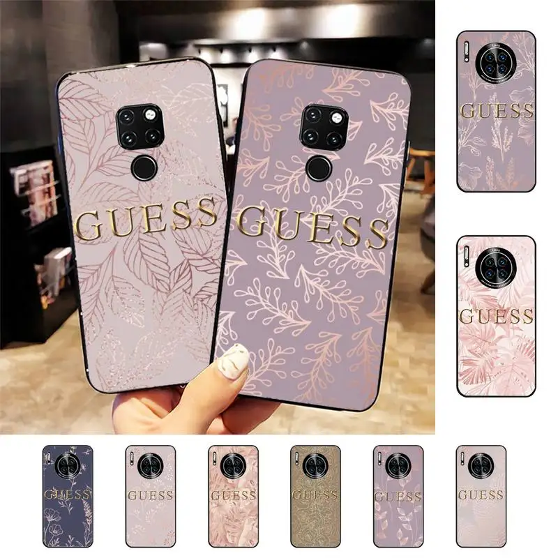 

Gold Rose Plant Flowers Brand Guess Phone Case For Huawei Nova3I 3E mate20lite 20Pro 10lite Luxury funda case