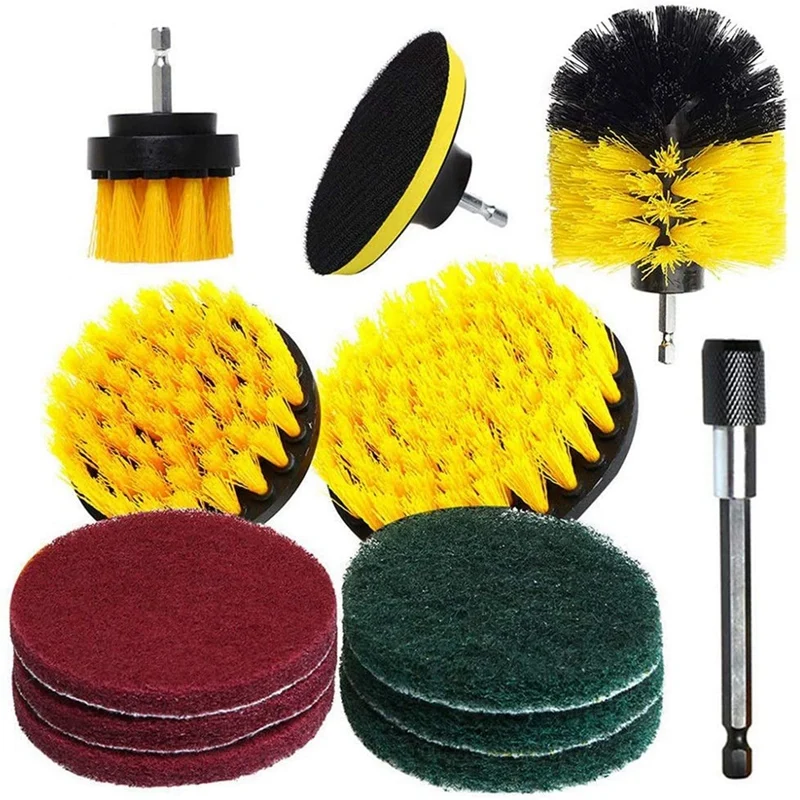 

Hot-12Pcs/Set Electric Drill Brush Scrub Pads Grout Power Drills Scrubber Cleaning Brush Kitchen Bathroom Cleaning Tools