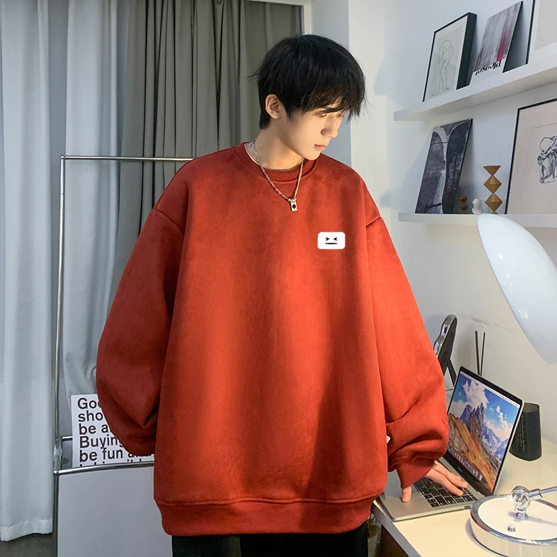 

Privathinker Suede Fabric Sweatshirt Men Loose Autumn Streetwear Fashion Pattern Brand Pullovers Autumn Male Sweat Shirt