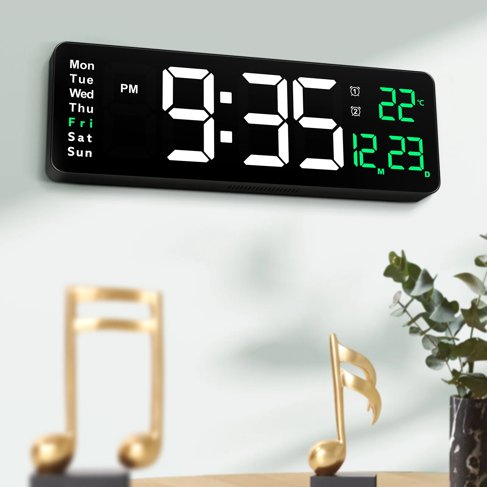 

Clock Digital Wall Led Calendar Clocks Large Modern Display Date Temperature Outdoor Alarm 3D Bedroom Mount 16In Big Classroom