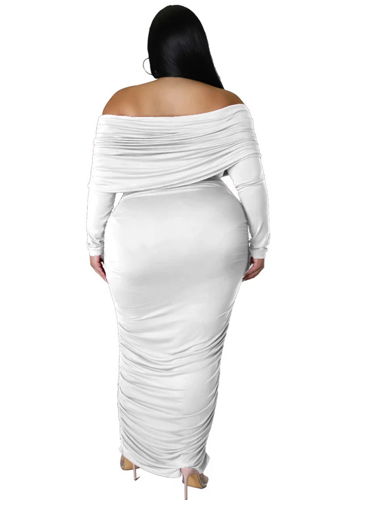 Plus Size Dresses for Women Off Shoulder Long Sleeve Sexy Elegant Draped Fashion Maxi Dress Fall Whole 3xl 4xl 5xl 6xl