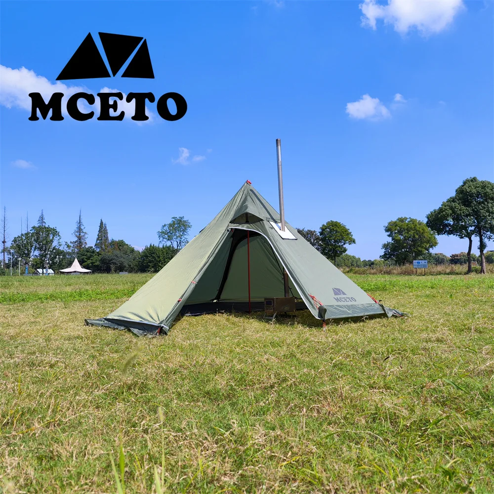Легкая 3-местная палатка Tipi Hot Tent с огнезащитными дымоходными трубками оконные