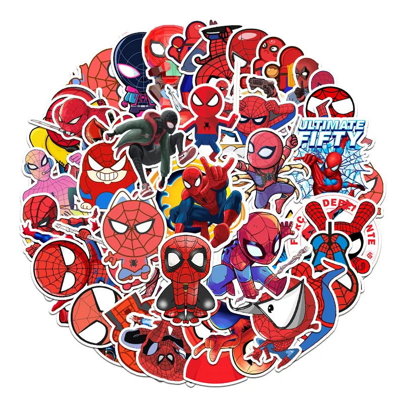 

Spiderman Stickers 50/100pcs Anime Stickers Motorcycle Refrigerator Water cup Laptop Skateboard Guitar Decal Toys for Children