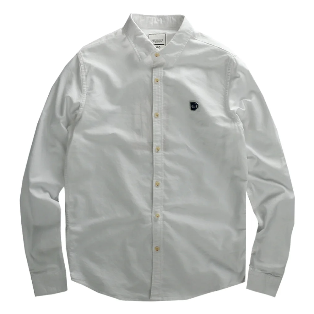 

Cotton Long Sleeve Men 's Fresh Light Slim Lapel Sticker Simple Casual Shirt