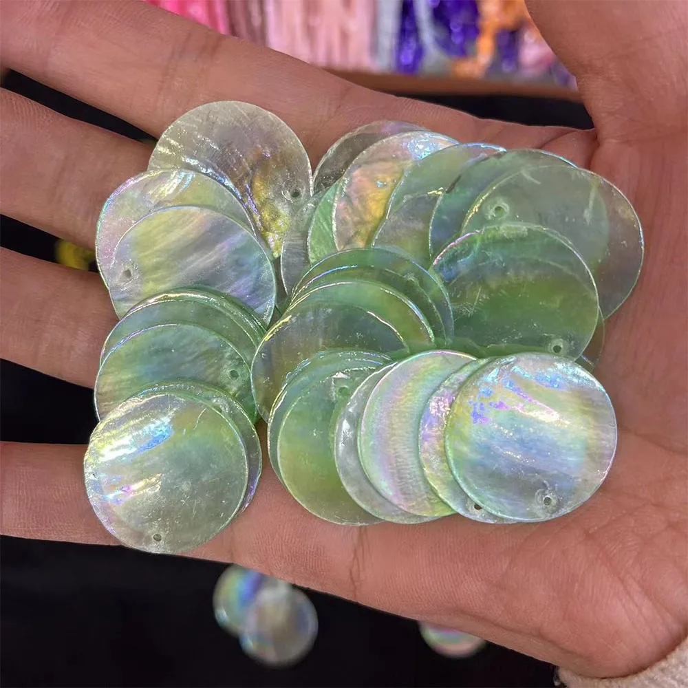 

Перламутровые круглые ракушки, подвески, 10 шт.