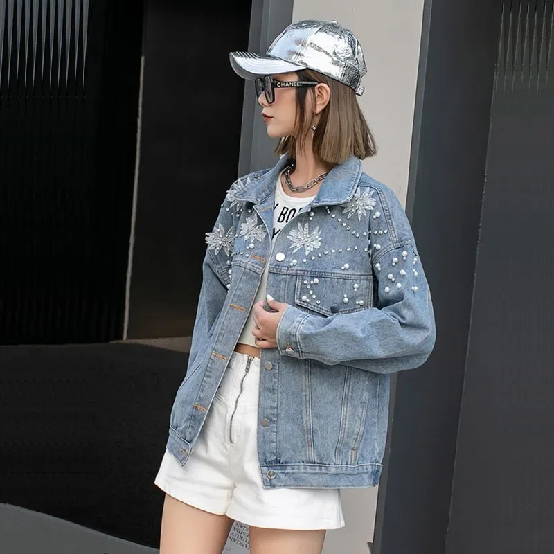 Женская джинсовая куртка Yipn.igacoyou голубая