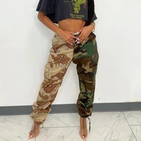 womens 2022 autumn new hot selling street ins bloggers hit color stitching beam feet camouflage pants overalls trousers