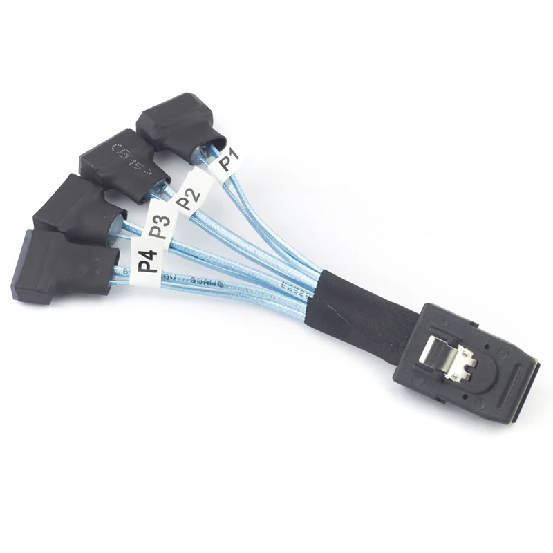 

Высокоскоростной кабель для передачи данных Mini SAS SFF-8087 To 4X SATA Male 3,0 SSD 1-4 0,3 м