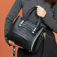 100 genuine leather crocodile pattern handbags everyday casual ladies handbags luxury design top ladies shoulder bags
