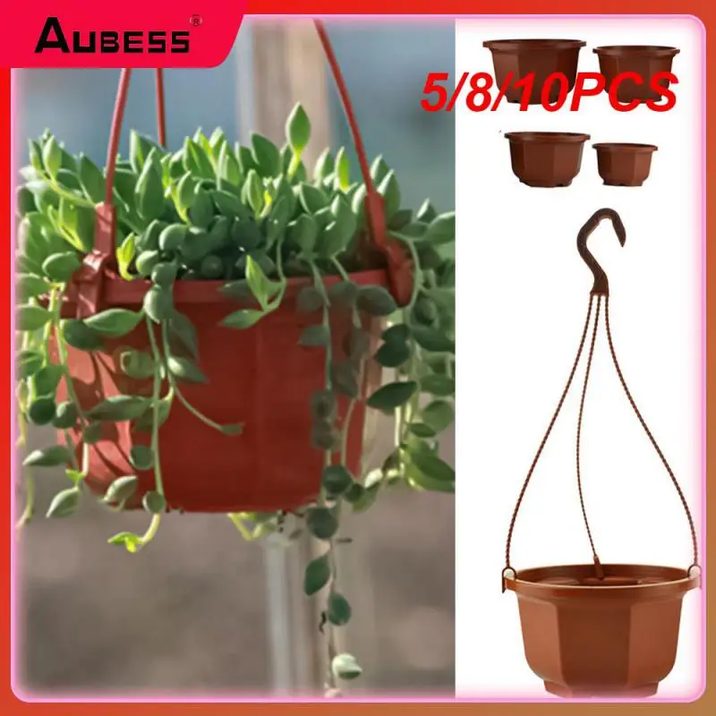 

5/8/10PCS Indoor And Outdoor Hanging Basket Octagonal Planter Garden Plant With Hook Flowerpot Organization Storage 2023