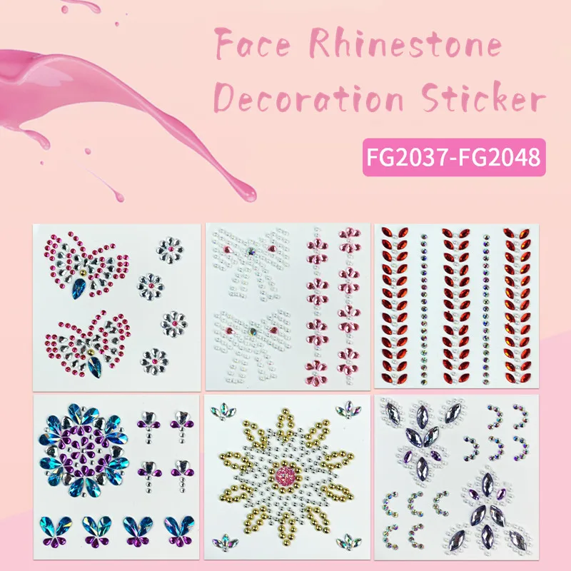 

Face Rhinestone Disposable Tattoo Stickers Stage Performance Face Makeup Acrylic Diamond Crystal Facial Tear Eye Makeup Stickers