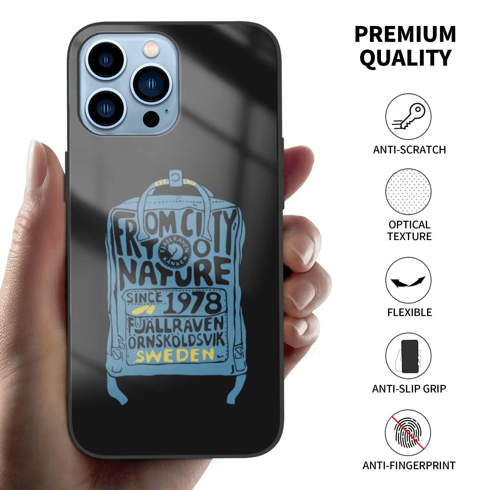 Fjall -Kanken Ворон чехол из закаленного стекла для iPhone 13 12 11 Mini Pro Max |