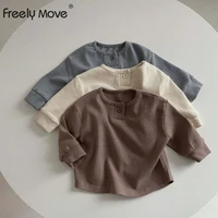 freely move autumn boys t shirt solid color baby t shirts long sleeves causal children clothing cotton kids clothes tee tops