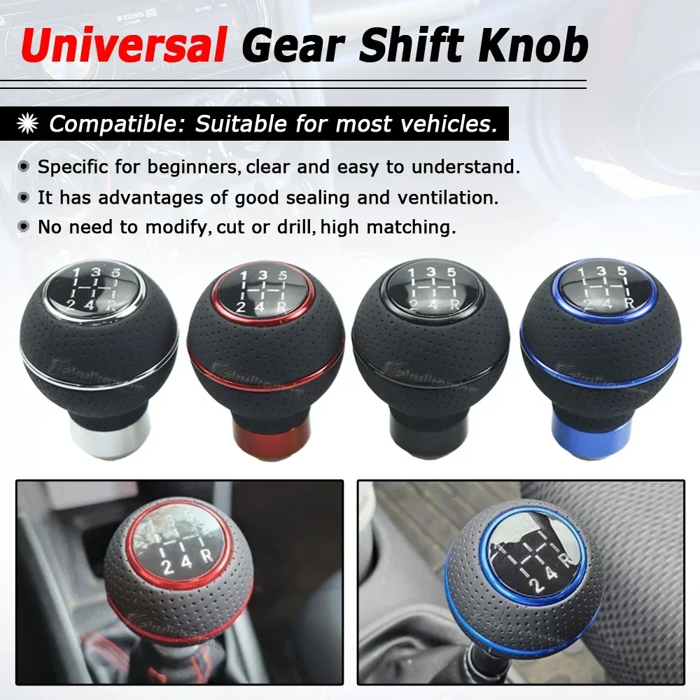 Универсальная кожаная и алюминиевая ручка переключения передач 5 скоростей для M8