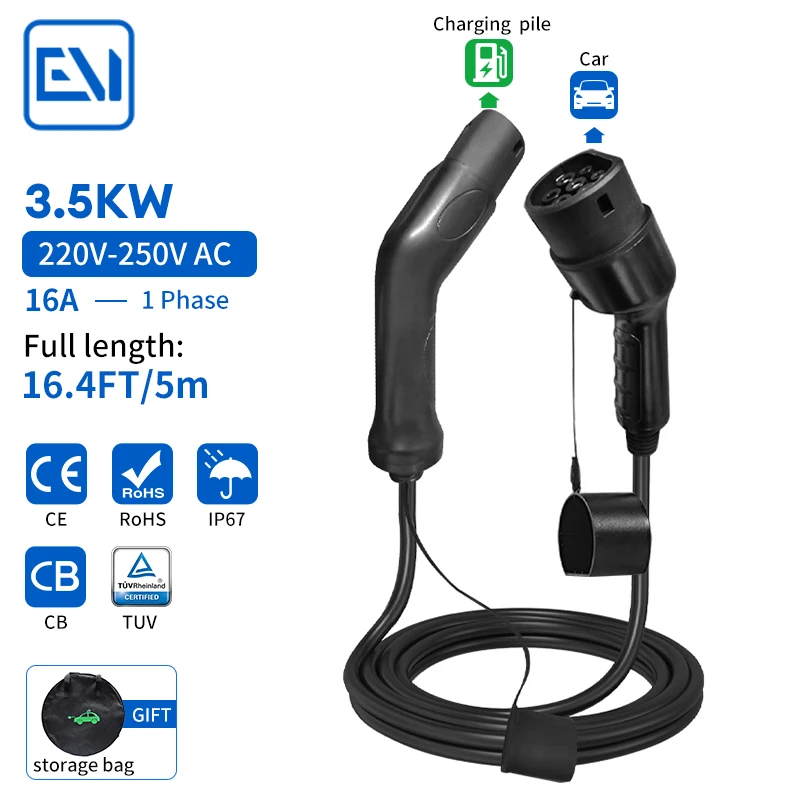 

EV Charger Cable GB/T IEC 62169-2 Female Car to Male Plug Electric Vehicle Adapter 16A Charging Station 3.5KW For Car Charger