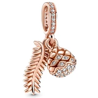 authentic 925 sterling silver moments pine cone with crystal dangle charm bead fit pandora bracelet necklace jewelry