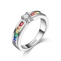 colorful accessories female set zircon titanium steel color ring fashion rainbow ring lady