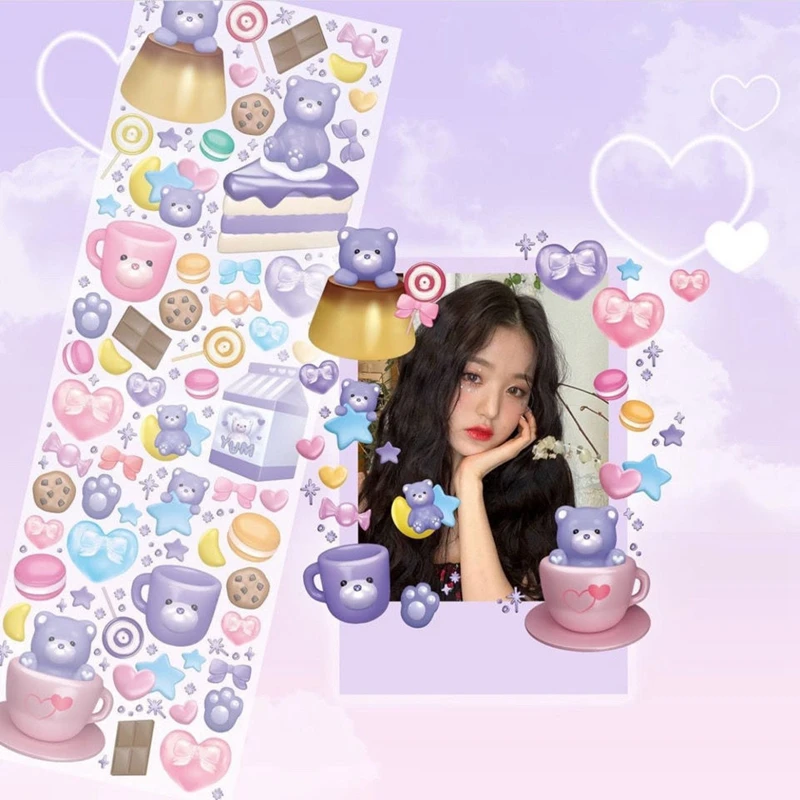 1pcs Kawaii Soft Bear Stickers Idol Card Journal Planner Decorative Mobile Sticker Scrapbooking Photo Album Korean Stationery - купить по
