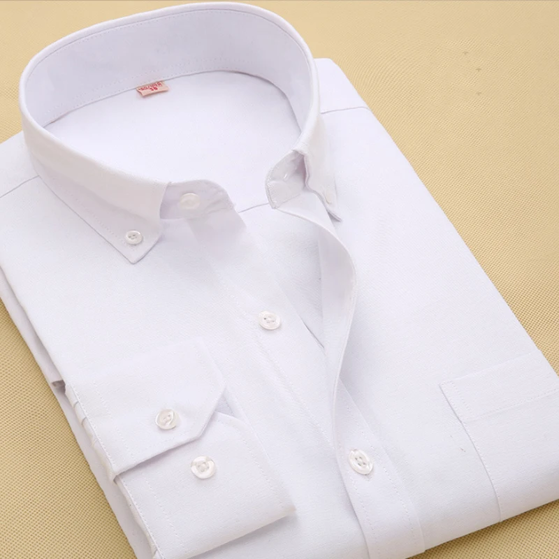 New style men's long sleeve shirt, solid color, plaid, iron free, oxford spun white shirt, business casual, slim fit shirt