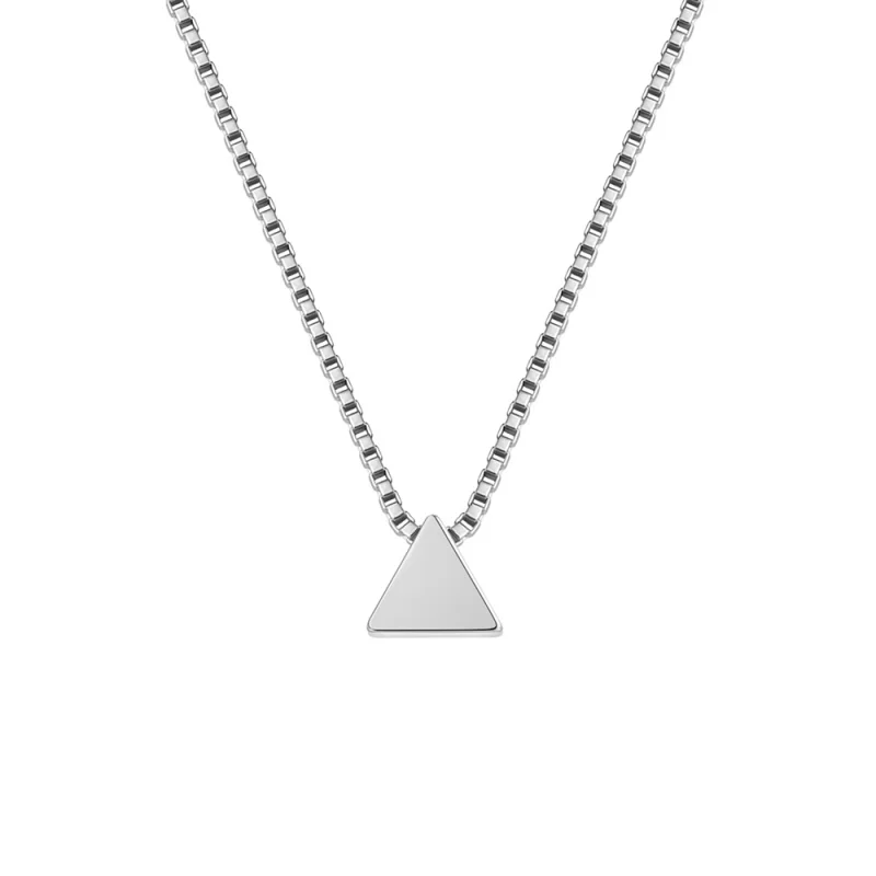 

925Women's Sterling Silver Triangle Pendant NecklaceinsTrendy Hip Hop Niche Design Titanium Steel No Fading Clavicle Chain