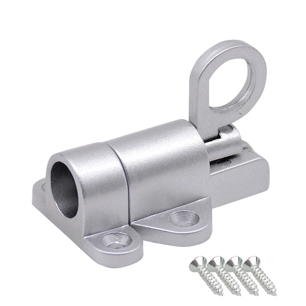Spring Loaded Window Door Bolt Gate Security Pull Ring Spring Bounce Door Bolt Automatic Latch Bolt Gate Lock Hook Self-Closing