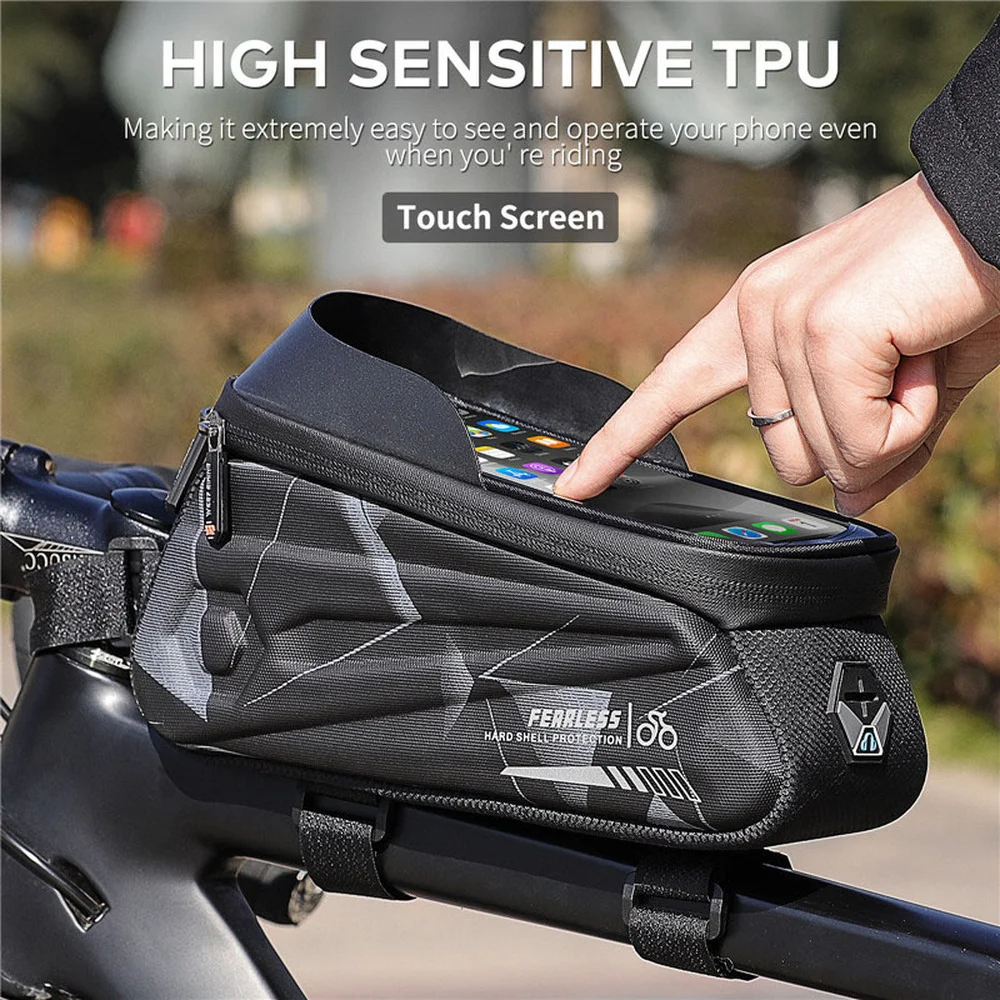 

Bicycle Front Beam Hard Shell Bag Touch Screen Mountain Road Bike Large Capacity Waterproof Mobile Phone Bracket Riding Bag