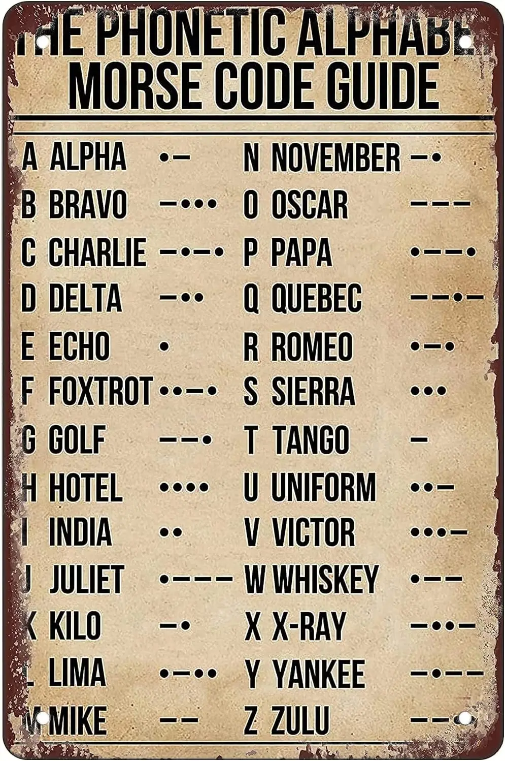 Забавный лист Metl Sgn в стиле ретро Sgns Tn The Phonetc lphbet Morse Code Gude Plot Knowledge Outdoor Home Wll Decorton Sze:8