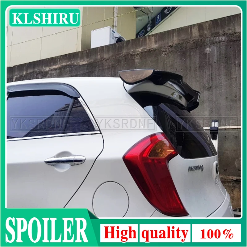 Use For KIA Morning Spoiler ABS Plastic Carbon Fiber Look Hatchback Roof Rear Wing Body Kit Accessories