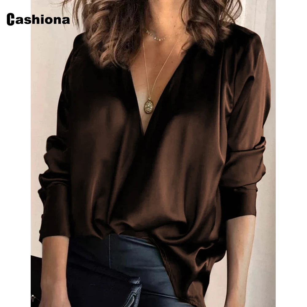 Ladies Elegant Fashion Shirt Blusas Women's Long-sleeved Chiffon Tops Clothing 2022 Summer New Sexy V-neck Blouse Femme