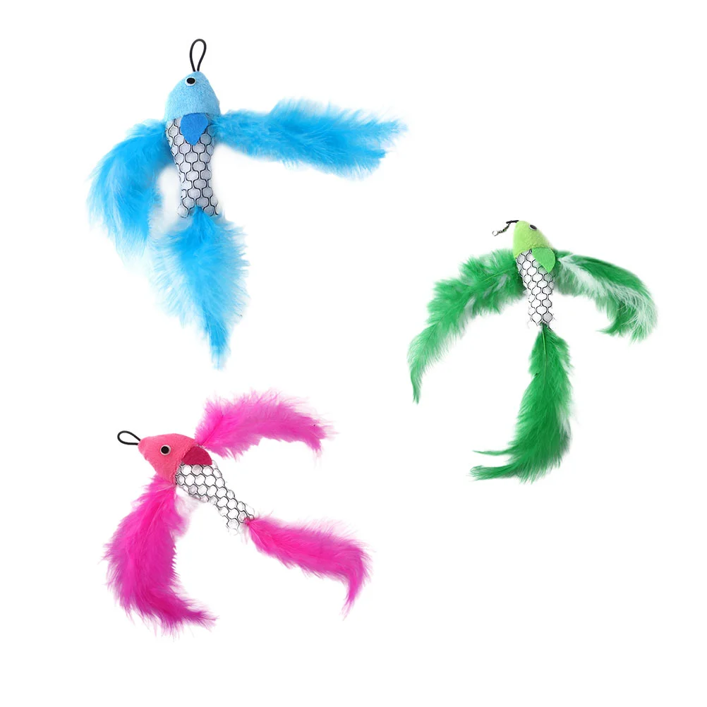 

Catteaser Wand Teasing Stick Kitten Refill Replacementfish Plaything Plush Catcher Interactive Chew Fishing Pole