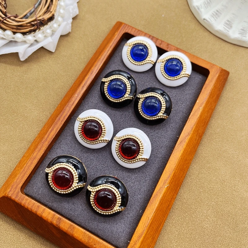 

Enamel Earrings Round White Black Drip Glaze Stud Resin Sweet Party Jewelry