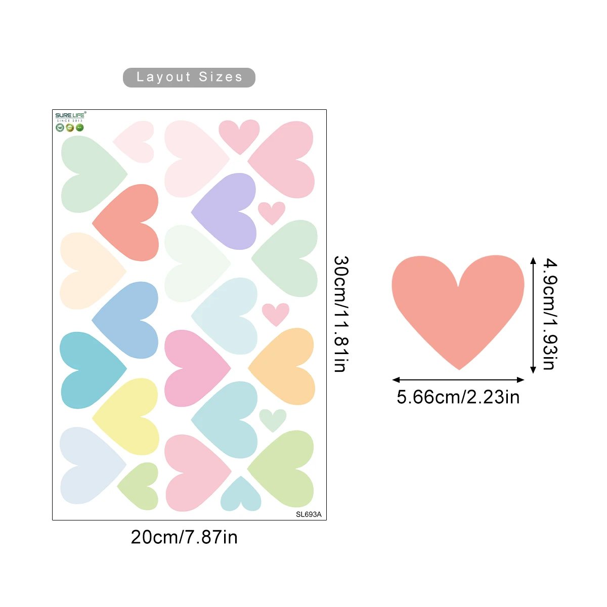 

Настенные наклейки Kingsmile сердечки из ПВХ