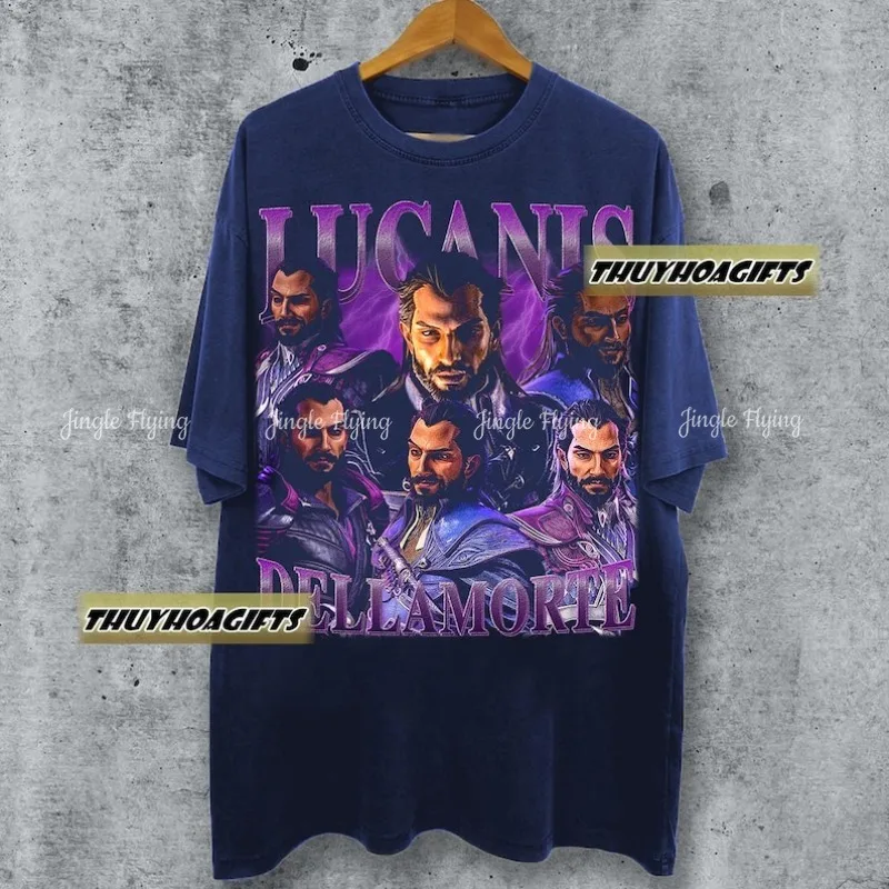 Ограниченная винтажная футболка 90-х годов Lucanis Dellamorte Dragon Age Shirt Bootleg Tee для мужчин и