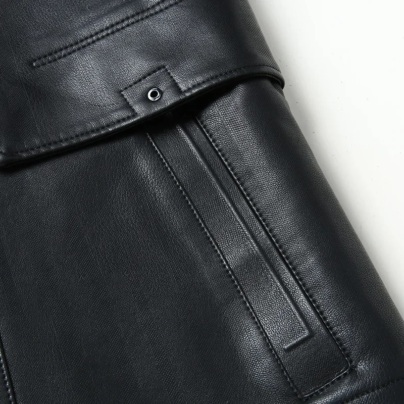 Новое поступление модная Большая мужская плюшевая кожаная куртка Suepr с лацканами