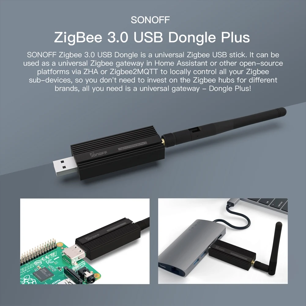 USB-ключ SONOFF ZBDongle-Plus 3 0 универсальный шлюз ZigBee через ZHA или Zigbee2MQTT поддержка ZBMINI S26ZBR2