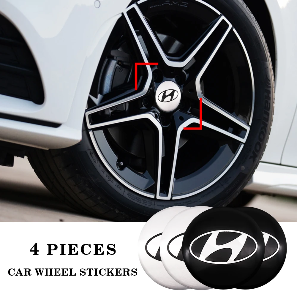 

4pcs 56mm Car Wheel Hub Center Sticker Auto Emblem Badge Sticker Car Styling For Hyundai Santa Fe Sonata Solaris Azera Creta I30